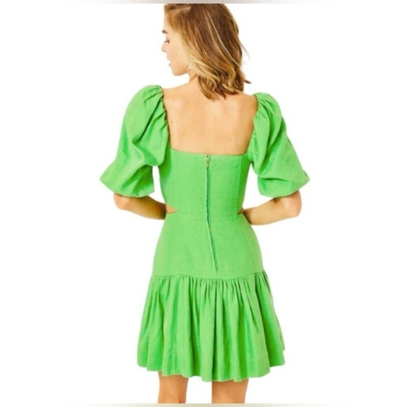 NWT Lilly Pulitzer Kylanne Balloon
Sleeve Linen Mini Dress in Gecko Green - 16 - Picture 5 of 17